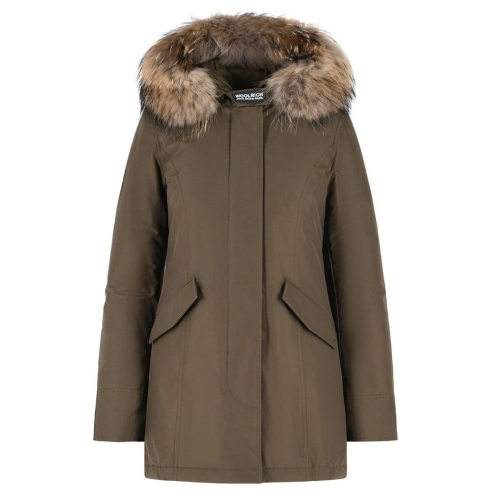 Woolrich John Rich & Bros 'Arctic Racoon' Green Cotton Blend Parka Women